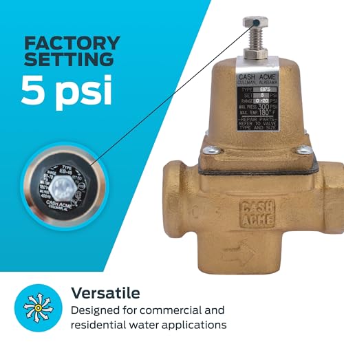 Cash Acme 3/4 Inch EB75 FPT x FPT Pressure Regulator Valve (PRV), 5 PSI, 20662-0005