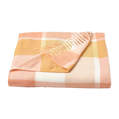 Lavish Home Desert Blush Plaid Soft Blanket-Oversized, Luxuriously Fluffy