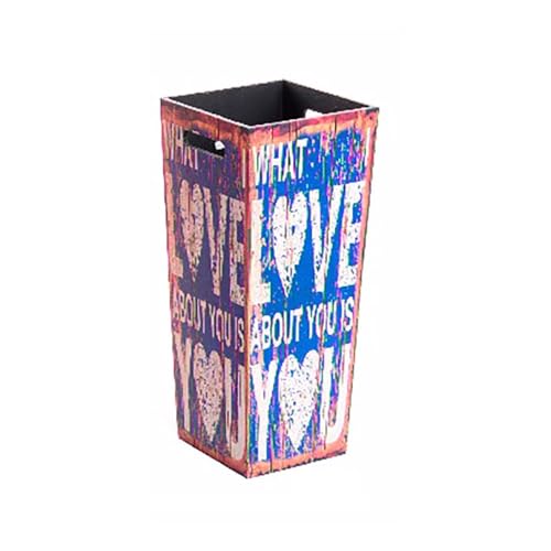 Home Line Paragüero, Soporte para Paraguas de Madera. Midelo Cuadrado, 2 Tamaños. Diseño Letras. 25x53 cm y 21x50 cm. - Pequeño