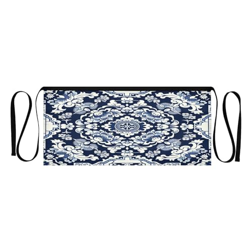 Kigai Porcelain Texture Server Aprons for Men Women Water & Oil Resistant Waitress Waiter Waist Apron with 3 Pockets