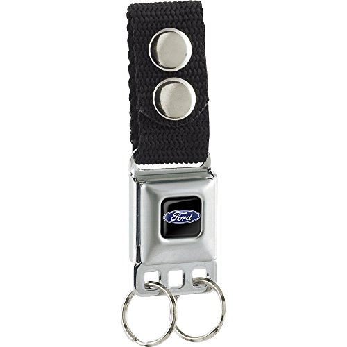 Buckle-Down Keychain Seatbelt Buckle Ford Oval Logo Full Color Black Blue One Size (KC-FEB)