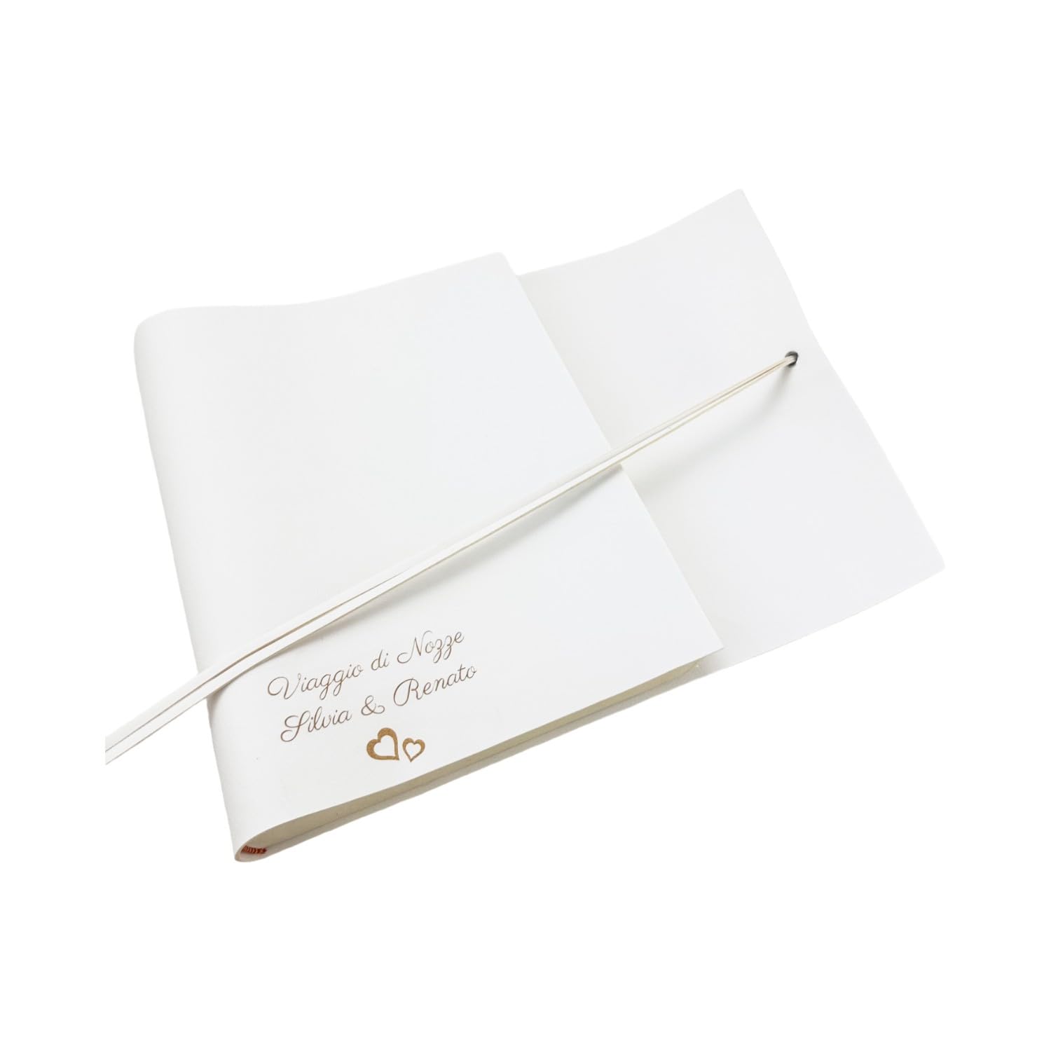 Album fotografico - Double Soft - Artigianale in ecopelle, personalizzabile con incisione. classico con velina, Matrimonio, Compleanno, Regalo, Wedding, Anniversario (Bianco, Con Incisione)