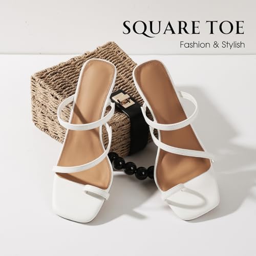 Uacllcau Black Women's Casual Kitten Heel Square Toe Slingback Heeled Sandals2