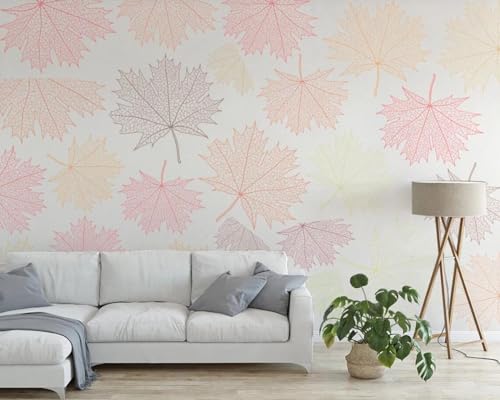 Papier peint panoramique design feuilles roses pour chambre cocoon