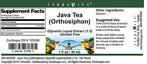 Miniatura 2 de Java Tea (Orthosiphon) Extracto líquido de glicerita (15) - Sin sabor (1 oz, ZIN 523356)