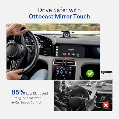Image of OTTOCAST Mirror Touch Wireless CarPlay & Bi-Directional Phone Mirroring Adapter - Dual Mode, Plug & Play Upgrade for Factory Wired CarPlay