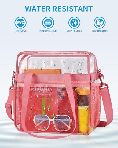 Image of Paxiland Clear Bag for Stadium Events 12x6x12 inches, Clear Tote Bag with Reinforced Strap, Clear HandBag for Sports Concert