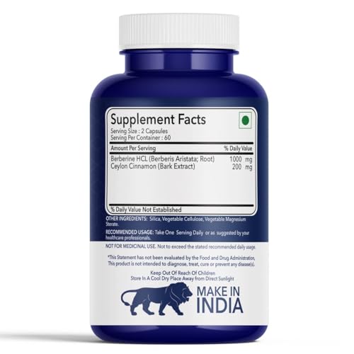 Image of FITNESS VEDA Berberine HCL 1200mg - 120 Capsules High Potency Herbal Supplement for Blood Sugar & Insulin Support | Supports Metabolic & Cardiovascular Health | Non-GMO, Vegan-Friendly - 120 Capsules