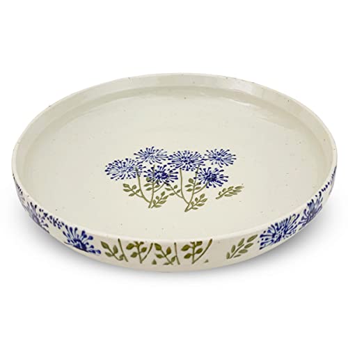 J-kitchens 波佐見焼 皿 中 勲山窯 カルスク プレート M 直径 18×高さ 3.4cm 電子レンジ対応 食洗機対応 日本製 野花 ブルー