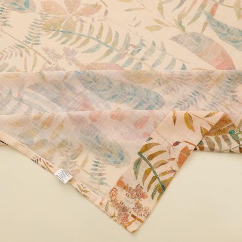 Image of Story@Home Window Curtains 5 Feet Long Set of 1 | Leaf Printed | Semi Transparent Curtain | Net Curtains | Sheer Curtain for Living Room | (118 X 152 Cm, Cream & Orange) | Perfect for Home Decor