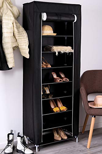 dibea Faltschrank schmal mit Vlieshülle 60x160x30 cm, schwarz