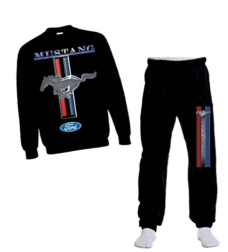 Mustang Logo Ford Symbol Sweatshirt Sweatpants Motor Classic Cars Racing Set Black, Large