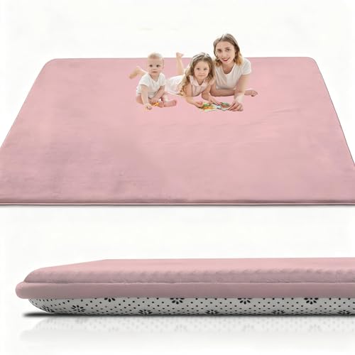 Taxestmy Alfombra De Habitacion Bebe Alfombra Bebe Gruesa 2cm Antideslizante Alfombra Habitación Infantil de Juego Bebe Claro Terciopelo Coral para Sala de Juegos, Guardería 190 x 280 cm Rojo Rosado