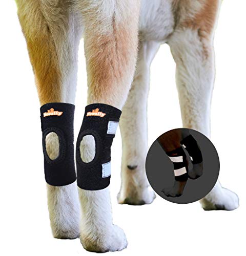 NeoAlly Dog Ankle Braces Canine Rear Leg Brace [Short Version] for Short Leg Dogs with Safety Reflective Straps for Hind Leg Wounds Heal and Injuries and Sprains from Arthritis (Pair)