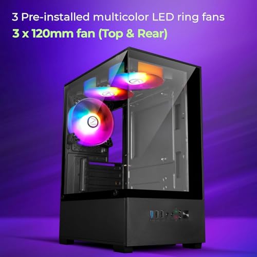 Image of CPUWala Gaming Desktop PC Core i5 8th Gen | 8GB DDR4 RAM | 512GB SSD | UHD Graphics 630 | Win 11 Pro | HDMI USB 3.0 | RGB Cabinet (3 Fans) | High Performance Gaming Computer