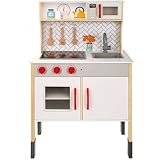 WOOMAX Cocina de Juguete con luz y Sonido, con vitrocerámica y Campana extractora, 94.5 x 59.5 x 30 cm, para niños y niñas (49549)