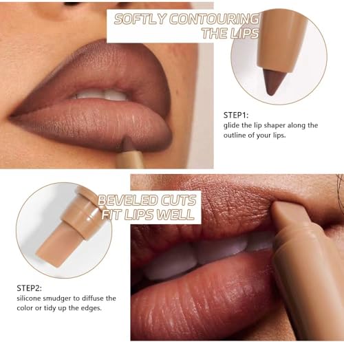 Image of Matte Lip Liner Pencil, Long-Lasting Creamy Formula with Silicone Smudger, Waterproof Non-Staining Crayon for Lip Contouring, Plump Define Sculpting 04#