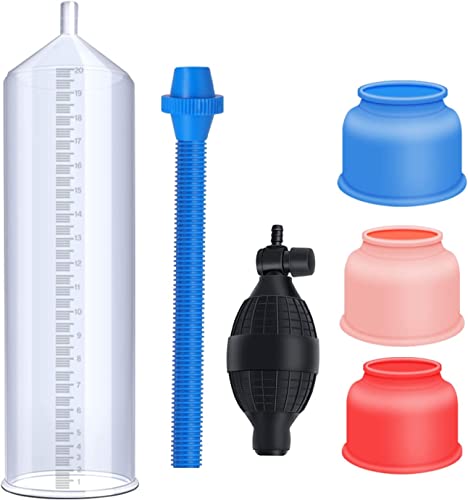 LDENUXI Strong Suction Men's Booster Vacuum Enhancement Pump with High Seal for Men to be a Bigger Men, Enlargement Device Bigger Vacuum Air Pump Extender Device Muscle Strength (Light Transparents)