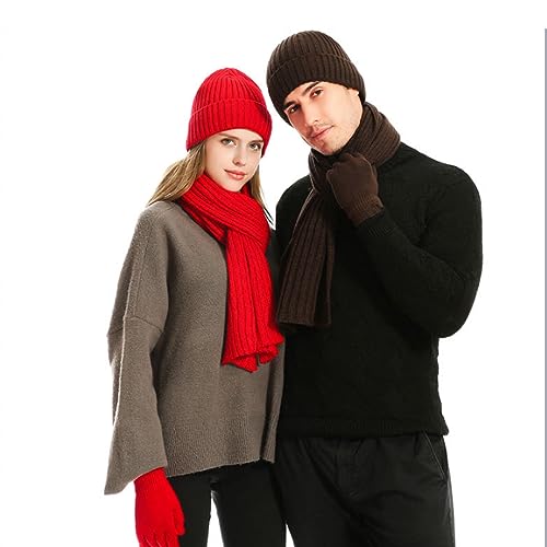 Winter Knit Beanie Hat Long Scarf and Touchscreen Gloves Set for Women and Men 3 in 1 Set3