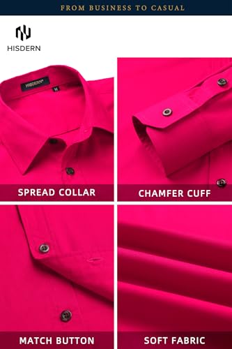 Image of HISDERN Mens Dress Shirts Long Sleeve Button Down Casual Shirts for Men Inner Contrast Formal Business Tuxedo Wedding Shirt