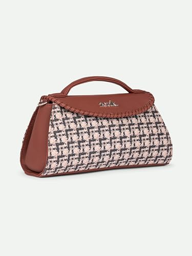 Image of ZOUK Saisha Sling Bag for Women - Vegan Leather with Whip-Stitch Detailing & Detachable Silver | Water-Resistant Stylish Purse | Carter Checks