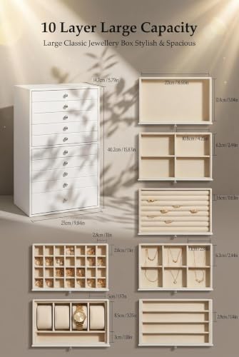 GUKA Large Jewelry Box, Jewelry Case with 10 Drawers - image 6