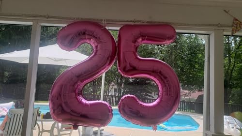 Image of 5 Balloon Numbers Birthday Decorations, 40In Rose Purple Balloons for Party | Eye-catching Appearance, Perfect Decorative Centerpieces, Convenient Self-sealing Structure, Widely for Various Occasions