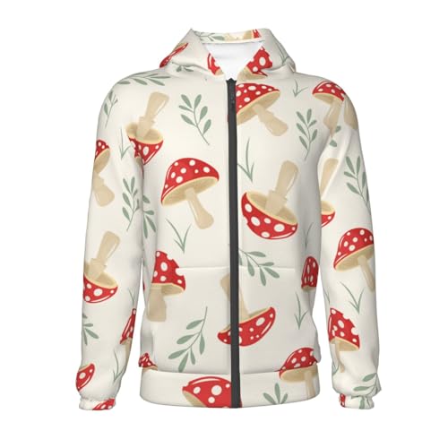 Cartoon Flat Mushrooms Kid Hoodies Boys Zip Up Sweatshirts Girls Pullover with Pocket2