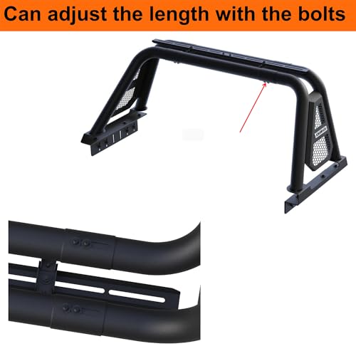 Image of R10 Sport Bar Roll Bar for Full Size Pickup Truck, Adjustable Black Chase Rack Compatible with Ram 1500 /2500 /3500,Silverado,Tundra,F-Series,Sierra,Titan&Titan XD,Light Mounts