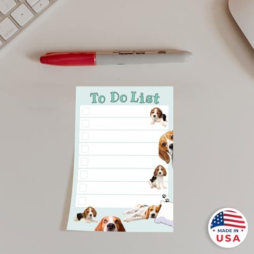 daily ritmo beagle sticky to-do list notepad  dog mom gifts for women  cute beagles stationery pad 4x6 50 pages made in usa  christmas birthday gift