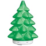 Pure Essential Oil Works LED Ultrasonic Christmas Tree Diffuser, Extra-Large 5.4 oz. Reservoir with Two Mist Options, Seven LED Light Colors, 6" Round x 9" H, Green