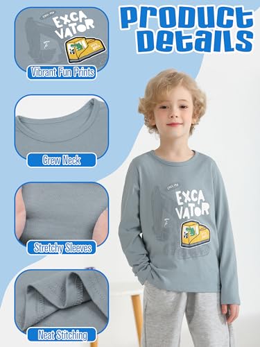 image for Resinta 4 Pack Toddler Boys Cotton Long Sleeve T-Shirts with Prints Ba