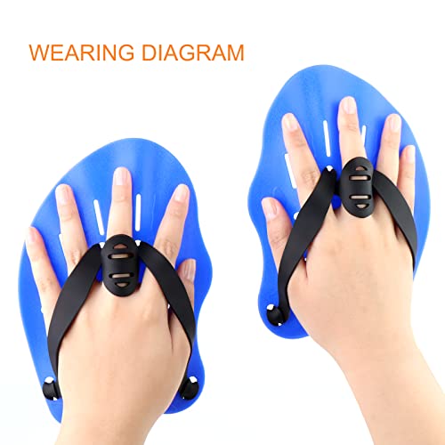 Gasher Contoured Swim Hand Paddles Swimming Training Paddles With Adjustable Straps Swimming Fins Blue #TOP5