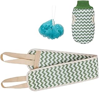 Skycase 3pcs Back Scrubber for Shower, Double Sided Back Scrubbing Towel Scrubbing Gloves Body Sponge Scrubbing Towel for Men/Women, Back Exfoliator and Body Scrubber, Green