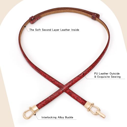 Image of JASGOOD Leather Skinny Belts for Women Plus Size Ladies Thin Waist Belts Adjustable for Jeans Pants Dresses with Gold Buckle