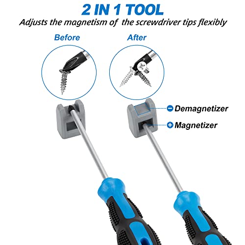 Vheonet Magnetic Screwdriver Set 10 Pcs,5 Phillips 5 Flat Head Precision Screwdriver, Professional Cushion Grip And Non-Slip For Repair Home Improvement Craft, Blue & Black #TOP5