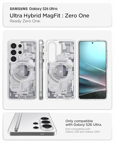 Image of Spigen for Galaxy S26 Ultra Case, Ultra Hybrid MagFit [Anti-Yellowing] [Compatible with MagSafe] [Fast Wireless Charging] - Zero One White
