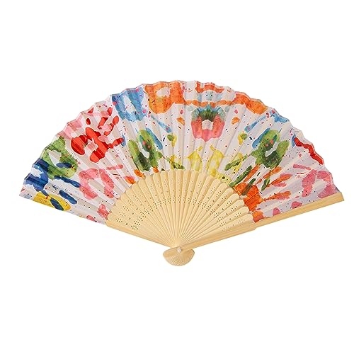 JYSILIYH Folding Hand Fan for Women,Foldable Chinese Japanese Vintage Hand Held Bamboo Silk Folding Fan Hand Fan for for Hot Flash, Church, EDM, Music Festival, Party, Dance, Performance (Palm)