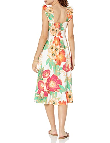 Image of The Drop Womens Kimi Ruffled Shoulder Smocked Midi Dress