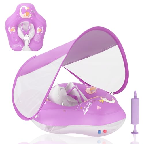 LOOWARTS Flotador Bebe con Sombrilla, Flotador Inflable Natación Bebés con Asiento de...