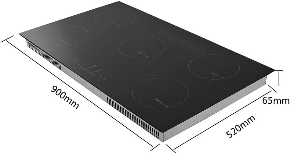 Piano cottura induzione 90cm / 9300 W, con 5 fouchi, Elettrico Incorporato in Vetroceramica , Nero Piano cottura induzione 90cm / 9300 W, con 5 fouchi, Elettrico Incorporato in Vetroceramica , Nero