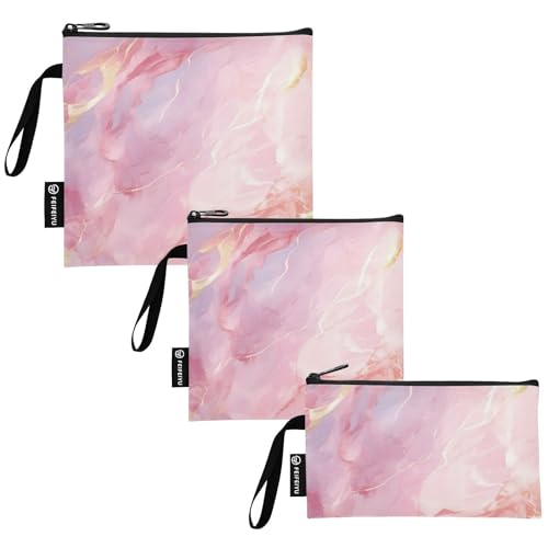 Bolsas Reutilizables con Cierre Rosa Dorado Mármol 3 Pzs miniatura 1