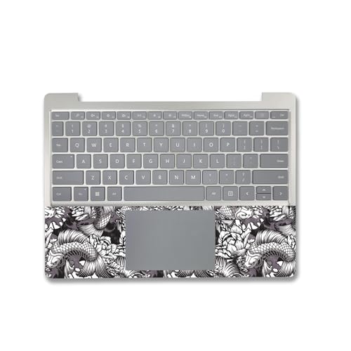 Image of MightySkins Carbon Fiber Skin Compatible with Microsoft Surface Laptop Go 3 (2023) Full Wrap Kit - Angry Koi | Protective, Durable Textured Carbon Fiber Finish | Made in The USA