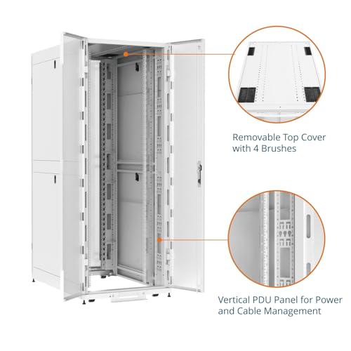 Image of Tecmojo 42U Server Rack Cabinet - PRE-Assembled 32inch Width 48inch Depth IT Network Equipment Cabinet Rack Enclosure with Casters - 3000lbs Weight Capacity, White