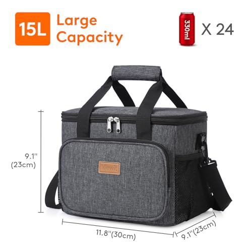 Image of Lifewit Large Lunch Bag, Insulated Lunch Box, Soft Cooler Cooling Tote for Adult Men Women, Dark Gray 24-Can (15L)