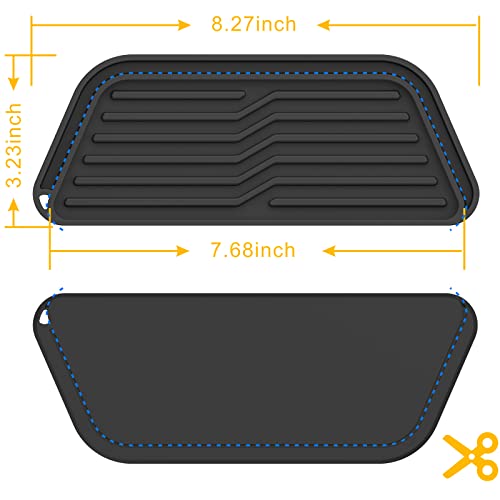 Non-Slip Refrigerator Drip Catcher Tray Set - Multipurpose Fridge Spills Water Pad Catch Basin With Handle For Ice Water Dispenser, Drainage - Silicone Drip Tray For Ge, Samsung (Rectangular,Black) #TOP1