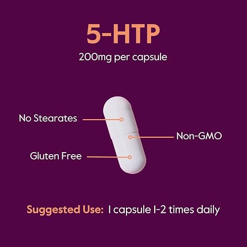 Miniatura 5 de 5-HTP 200 mg por cápsula (240 cápsulas) (120 x 2), sin estearatos ni agentes de flujo, sin gluten, sin OMG
