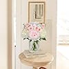 Hollyone Artficial Peonies Daisies in Glass Vase with Faux Water, 30CM Fake Flowers for Home Decor, Decorative Floral Arrangements for Living Room, Kitchen, Wedding Centerpiece, Shelf Decorations #4