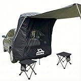 Hasika SUV Camping Tent Car Tailgate Shade Awning with Collapsible Stools Waterproof 3000MM UPF 50+ Black (Large)