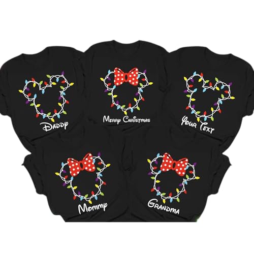 Personalized Family Christmas Light Shirts, Personalized Christmas 2025 Family Tees, Holiday Lights Family Shirts, Christmas Crew, Matching Christmas Shirts